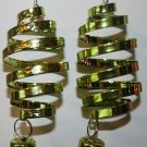 Christmas Curly Q Ear Rings (Green) with Bell