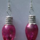 Pink Glow in the Dark Christmas Bulb Ear Rings