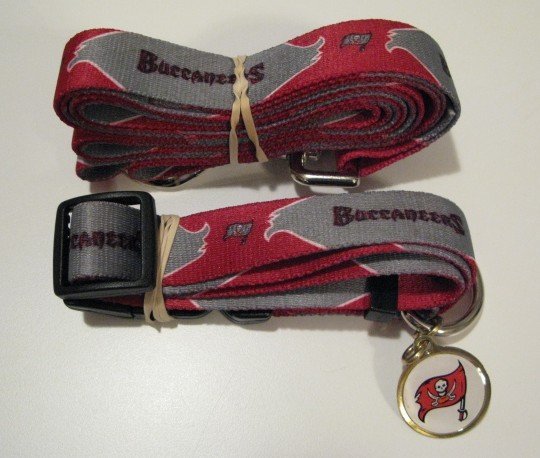 Tampa Bay Buccaneers Pet Dog Leash Set Collar ID Tag Gift Size Large