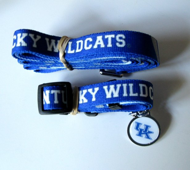 University of Kentucky Wildcats Pet Dog Set Leash Collar ID Tag Large