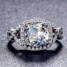 Vintage Style 3 ct Diamond Engagment Ring Platinum Plated Cushion Cut VVS1