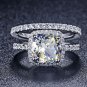 Luxury 3 Ct Cushion Cut Man Made Diamond Ring Engagement Rings Set