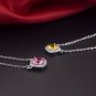 Lovely Cushion Cut Synthetic Diamond Pendant Necklace Pink Diamond Yellow Diamond.jpg