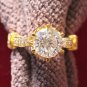 Luxury Diamond Ring Engagement Rings 18K Yellow Gold GP 3 Ct 925