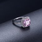 Luxury 2 Ct Cushion Cut Man Made Diamond Ring Engagement Rings Set Pink Main Stone