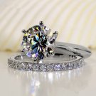 Romantic 3 Ct Round Cut Man Made Diamond NSCD Ring Engagement Rings Set
