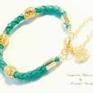 Turquoise Color Hand braided soft leather Bracelet  $37