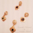 Swarovski Crystal Pearl Cabochon Earrings 14K Overlay Choose Green or Black $39