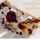 Artisan Crafted Wire Wrapped Cuff with Topaz and Clear Swarovski Crystals 14K Gold Filled Wire $359