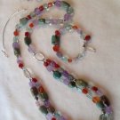 Fluorite, Amethyst, Carnelian and Turquoise Convertible Necklace and Earring set $194