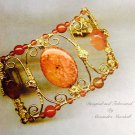 Orange Fire Agate, Carnelian and 14K Gold Overlay Artisan Cuff bracelet $179
