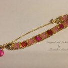 "Rose Garden" Color Blocked Pink, rose, and fuchsia Quartz and Jade Bracelet $59