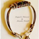 Hand Gilded Silver Leather Silver Clay Multicolor Mosaic Component Bracelet $39