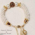 Purple and Cream Swarovski Pave Crystal & Kumihimo Woven Pearl Bracelet $89