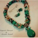 Turquoise, Citrine, Smoky Quartz and Freshwater Pearl Necklace Earring Set $142