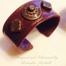 Rustic Artisan Crafted Leather Cuff Bronze Celtic Style Embellishments Bracelet $49
