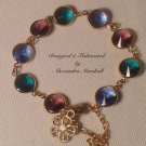 Emerald Green, Sapphire Blue, and Amethyst Purple Swarovski Rivoli Link Bracelet $49