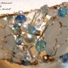 Baby Blue 14K Gold Filled Freeform Wie Crochet Cuff Bracelet $374