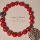Coral and Tibetan Silver Bracelet $29