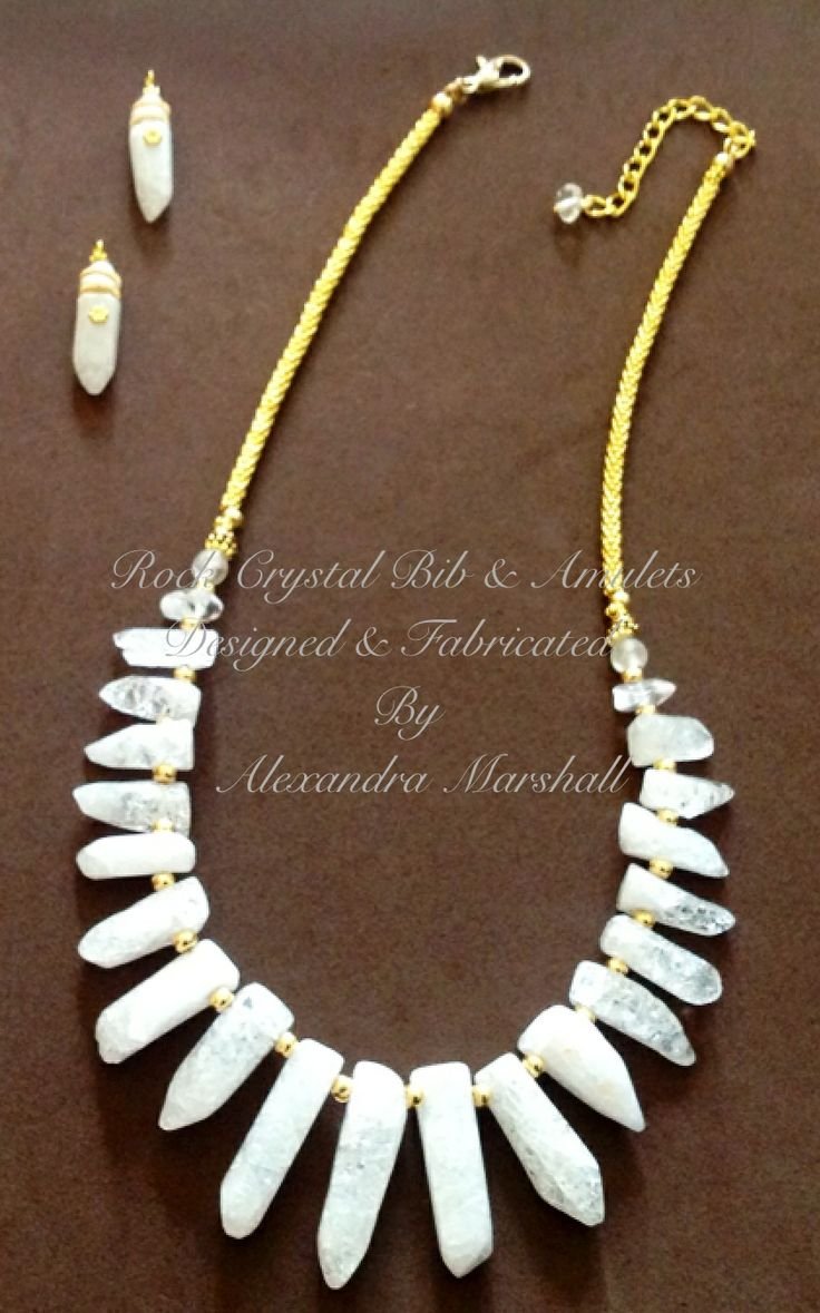 Clear and Opaque Rock Crystal Necklace Bead Shards 109