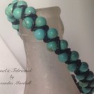 Double Strand Beaded Turquoise Magnesite Hand Knotted Leather Bracelet $29