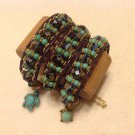 Purple & Turquoise Single Width Czech Glass Chan Lu Style Bracelet $59