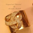 Vintage Blink Forge Brass and Gold Leaf Antique Crystal Brooch Bracelet $94