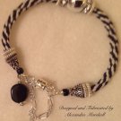 Black and White Silver Embellishment Kumihimo Cord Bracelet $59