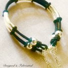 Black and Silver Leather Stacking Bangle Bracelet