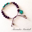 Hand Woven Turquoise and Chocolate Leather Braid Bead Bracelet