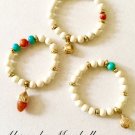 Set of 3 Orange Agate, Turquoise & White Magnesite Bracelets