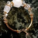 Ladies Clear & Frosty White Rock Crystal Memory Wire Bracelet