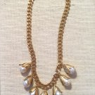 Women's Chunky Florentine Gold Finished & White Baroque South Seas Pearl Necklace