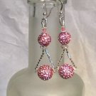Women's Pink Pave Candy Crystal and Sterling Chandalier Earrings