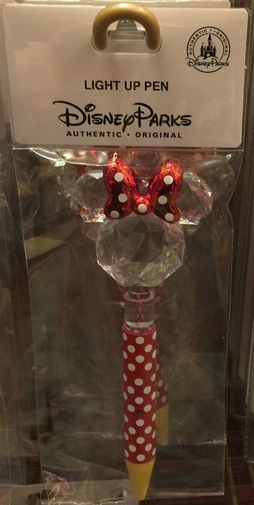 DISNEY PARK EXCLUSIVE MINNIE MOUSE WITH BOW MULTI-COLOR LIGHT UP PEN NEW