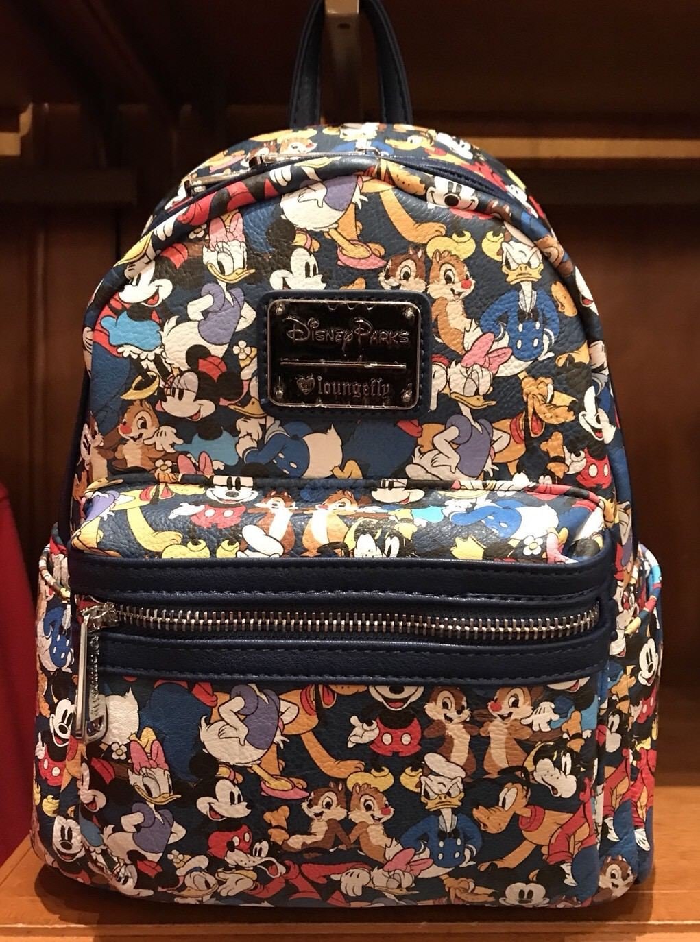 DISNEY PARKS LOUNGEFLY MICKEY MOUSE AND FRIENDS FAUX LEATHER MINI BACKPACK