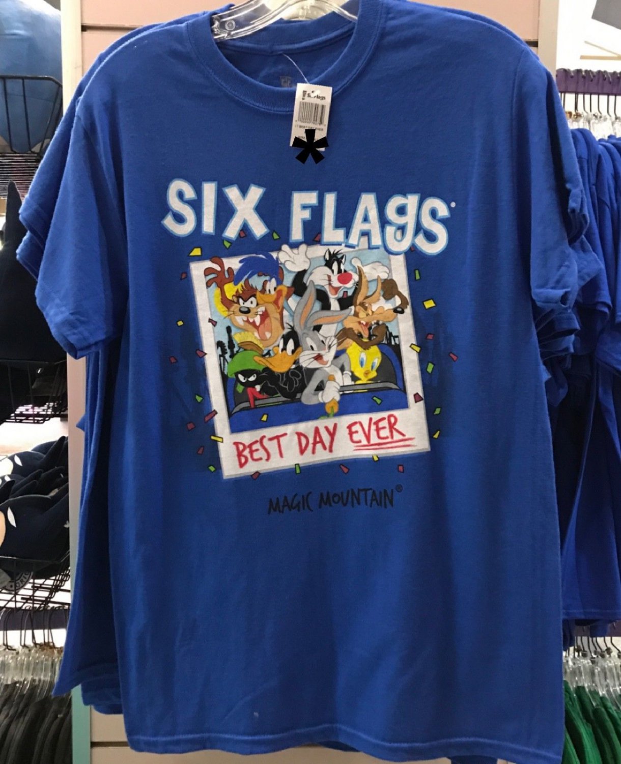 Six Flags Magic Mountain Looney Tunes Best Day Ever Mens Shirt Small New