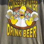 Universal Studios The Simpsons Homer Conserve Water Drink Beer Mens Shirt XL