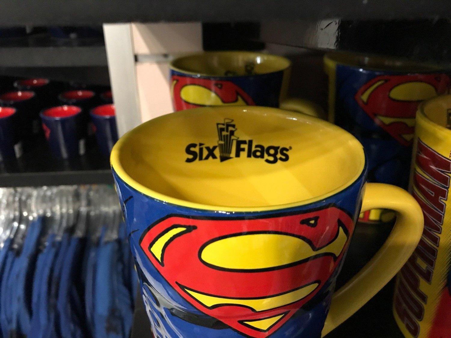 Six Flags Magic Mountain Dc Comics Superman Super Jumbo Ceramic Mug New