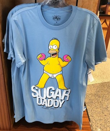 Universal Studios The Simpson Homer Sugar Daddy Mens Shirt Large New