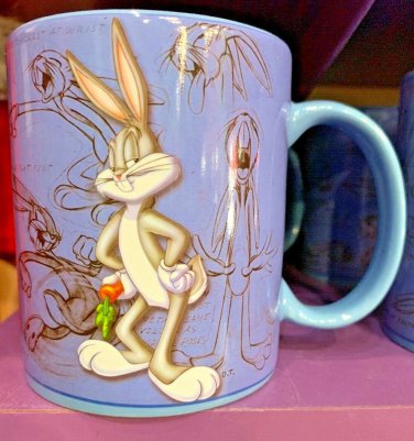 Six Flags Magic Mountain Looney Tunes Bugs Bunny Ceramic Blue Mug New
