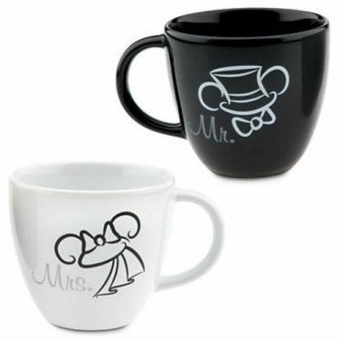 Disney Parks Bride White Mug "Mrs." Ceramic Mug Minnie Mouse Ear Hat New