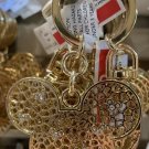 Disney Parks Exclusive Mickey Mouse Icon Gold Finish Keychain With Stones New