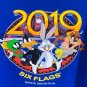 Six Flags Magic Mountain 2019 Looney Tunes Blue Adult Shirt Medium New