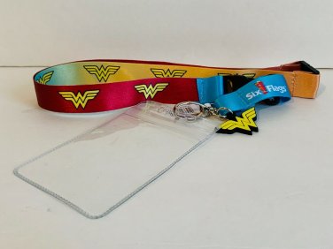 Six Flags Magic Mountain Dc Comics Wonder Woman Lanyard + ID Card Holder New