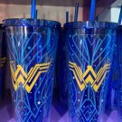 SIX FLAGS MAGIC MOUNTAIN DC COMICS WONDER WOMAN BLUE TUMBLER WITH STRAW NEW