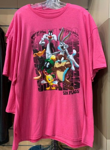 Six Flags Magic Mountain Looney Tunes Bugs & Friends Pink T-Shirt Size XX-Large