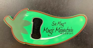 Six Flags Magic Mountain Exclusive Green Pepper Opener Magnet New