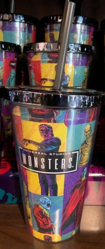 Universal Studios Exclusive Universal Monsters Collage Tumbler with Straw New