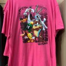 Six Flags Magic Mountain Looney Tunes Bugs & Friends Pink T-Shirt Size Large